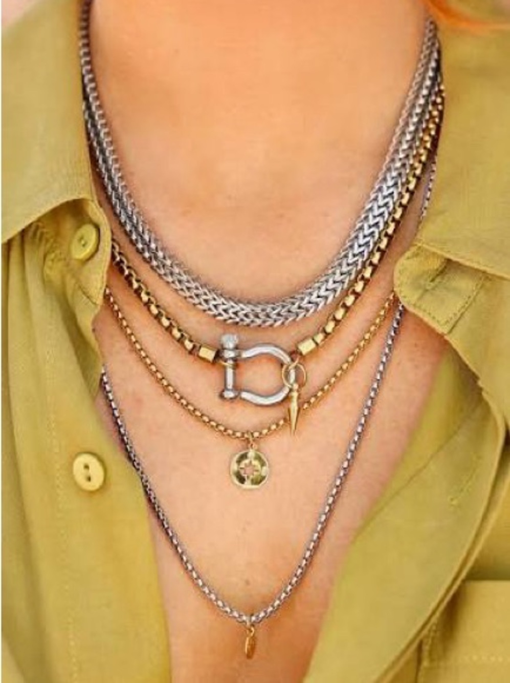 Aritzia Two-Tone Layered Necklace Set in Silver & Gold